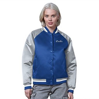 Women's Starter Royal/Silver Indianapolis Colts Satin Full-Snap Vintage Varsity Jacket