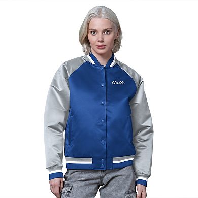 Women's Starter Royal/Silver Indianapolis Colts Satin Full-Snap Vintage Varsity Jacket