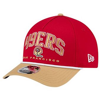 Men's New Era Scarlet San Francisco 49ers Throwback Arch COOLERA 9FORTY A-Frame M-Crown Adjustable Hat