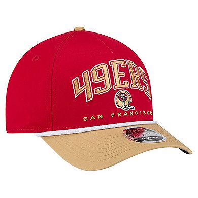 Men's New Era Scarlet San Francisco 49ers Throwback Arch COOLERA 9FORTY A-Frame M-Crown Adjustable Hat