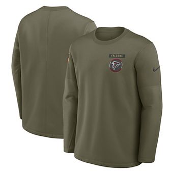 Men's Nike Olive Atlanta Falcons 2025 Salute to Service Sideline Coaches Therma-FIT Long Sleeve Shirt