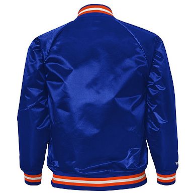 Youth Mitchell & Ness Blue Cleveland Cavaliers Hardwood Classics Satin Raglan Full-Snap Jacket