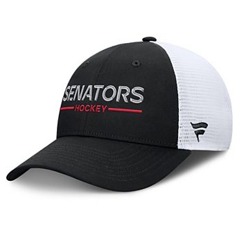 Men's Fanatics Black/White Ottawa Senators Authentic Pro Rink Lockup Adjustable Trucker Hat