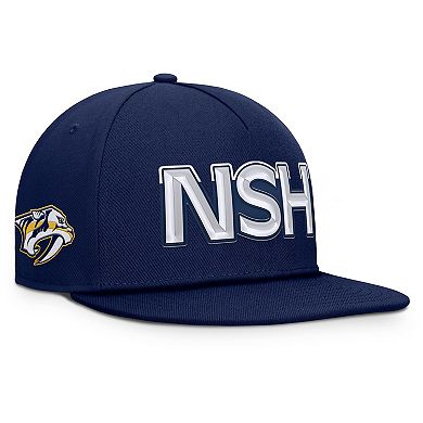 Men's Fanatics Navy Nashville Predators Authentic Pro Rink Team Code Snapback Hat