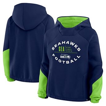 Women's Fanatics College Navy Seattle Seahawks Oversized��Redzone Bubble Screen Pullover Hoodie