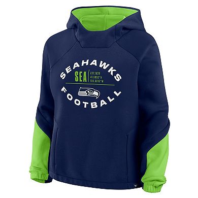 Women's Fanatics College Navy Seattle Seahawks Oversized Redzone Bubble Screen Pullover Hoodie