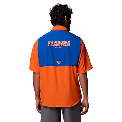 Men's Columbia Orange Florida Gators Tamiami Colorblock Omni-Shade Button-Down Shirt