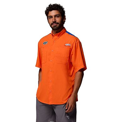 Men's Columbia Orange Florida Gators Tamiami Colorblock Omni-Shade Button-Down Shirt
