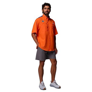 Men's Columbia Orange Florida Gators Tamiami Colorblock Omni-Shade Button-Down Shirt