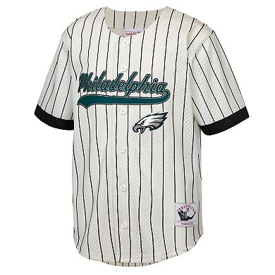 Youth Mitchell & Ness Brian Dawkins Cream Philadelphia Eagles Retired Player Name & Number Baseball Jersey