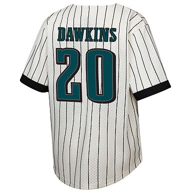 Youth Mitchell & Ness Brian Dawkins Cream Philadelphia Eagles Retired Player Name & Number Baseball Jersey