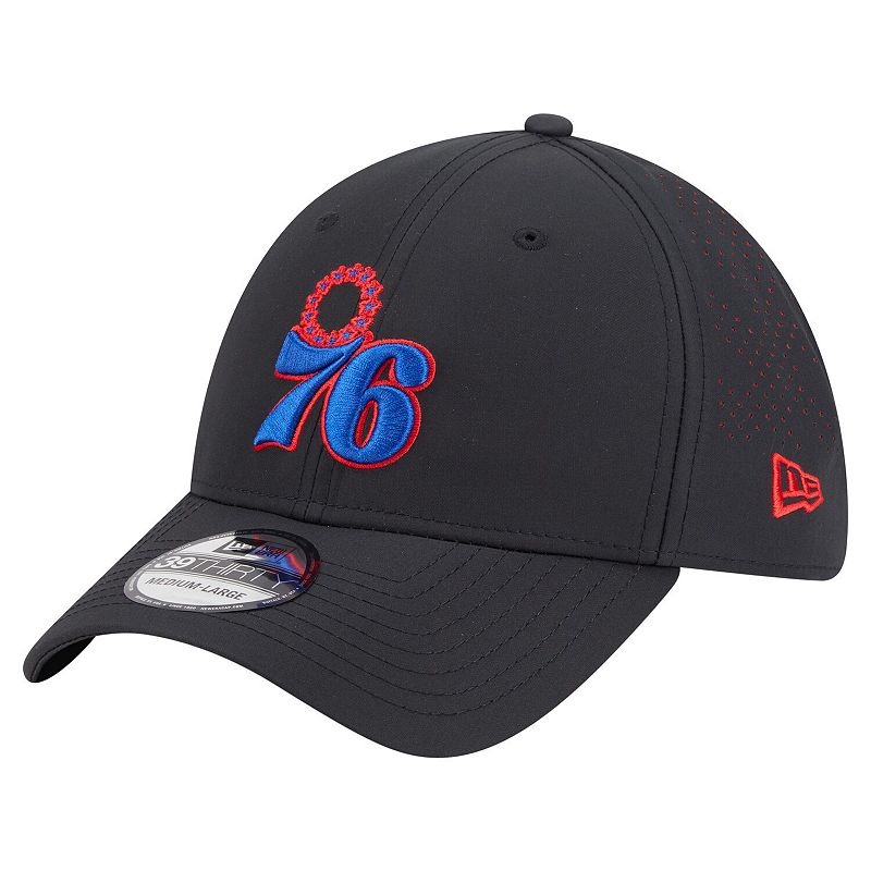 Men's New Era Black Philadelphia 76ers Night 39THIRTY Flex Hat,