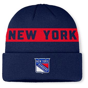 Men's Fanatics Navy New York Rangers Authentic Pro Rink Cuffed Knit Hat