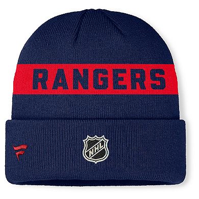 Men's Fanatics Navy New York Rangers Authentic Pro Rink Cuffed Knit Hat