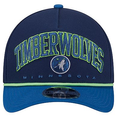 Men's New Era Navy Minnesota Timberwolves Bold Arch COOLERA 9FORTY A-Frame M-Crown Adjustable Hat