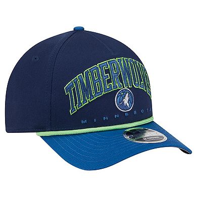Men's New Era Navy Minnesota Timberwolves Bold Arch COOLERA 9FORTY A-Frame M-Crown Adjustable Hat