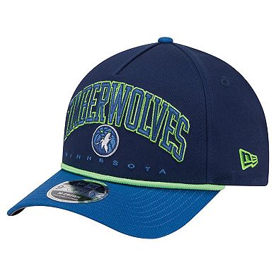 Men's New Era Navy Minnesota Timberwolves Bold Arch COOLERA 9FORTY A-Frame M-Crown Adjustable Hat