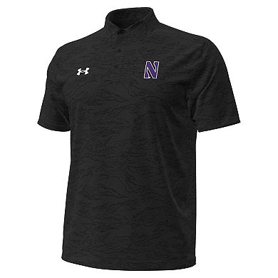 Men's Under Armour Black Northwestern Wildcats Drive Camo Jacquard Polo