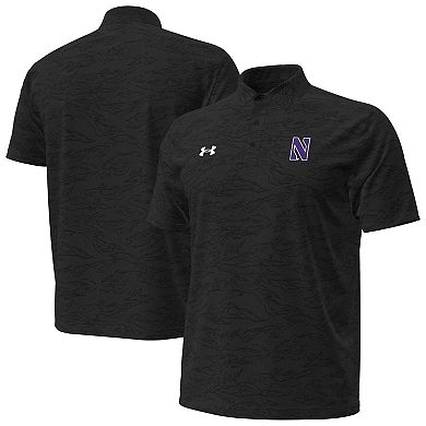 Men's Under Armour Black Northwestern Wildcats Drive Camo Jacquard Polo