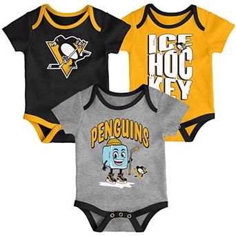 Infant & Newborn Outerstuff Pittsburgh Penguins Triple Header Three-Piece Bodysuit Set