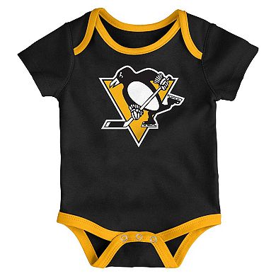 Infant & Newborn Outerstuff Pittsburgh Penguins Triple Header Three-Piece Bodysuit Set