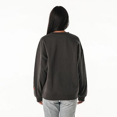 Women's The Wild Collective Charcoal Washington Commanders Rock Crystal Oversized Crewneck Sweatshirt