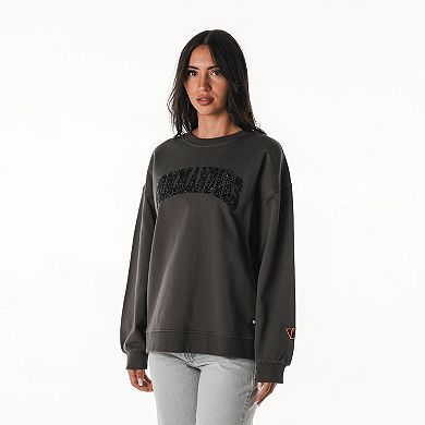Women's The Wild Collective Charcoal Washington Commanders Rock Crystal Oversized Crewneck Sweatshirt