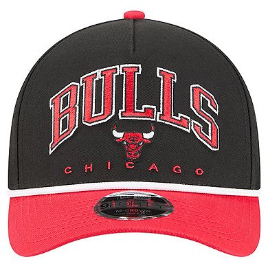 Men's New Era Black Chicago Bulls Bold Arch COOLERA 9FORTY A-Frame M-Crown Adjustable Hat