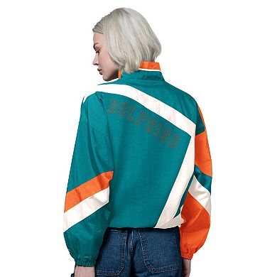Women's Starter Aqua/Orange Miami Dolphins Vintage 1st Quarter Full-Zip Windbreaker