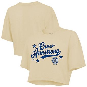 Women's Majestic Threads Pete Crow-Armstrong Cream Chicago Cubs Boxy Crop Top