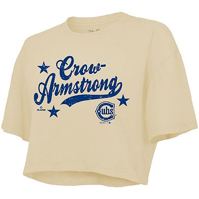 Women's Majestic Threads Pete Crow-Armstrong Cream Chicago Cubs Boxy Crop Top