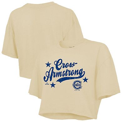 Women's Majestic Threads Pete Crow-Armstrong Cream Chicago Cubs Boxy Crop Top