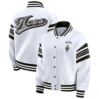 Women's WEAR by Erin Andrews White/Black Las Vegas Aces Plus Size Full-Snap Fleece Sweatshirt Jacket