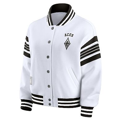 Women's WEAR by Erin Andrews White/Black Las Vegas Aces Plus Size Full-Snap Fleece Sweatshirt Jacket