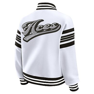 Women's WEAR by Erin Andrews White/Black Las Vegas Aces Plus Size Full-Snap Fleece Sweatshirt Jacket