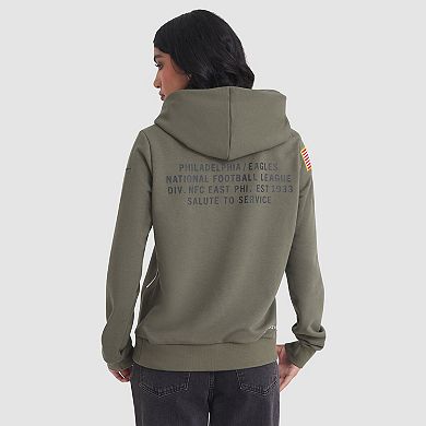 Women's Nike Olive Philadelphia Eagles 2025 Salute to Service Sideline Standard Issue Dri-FIT Hoodie