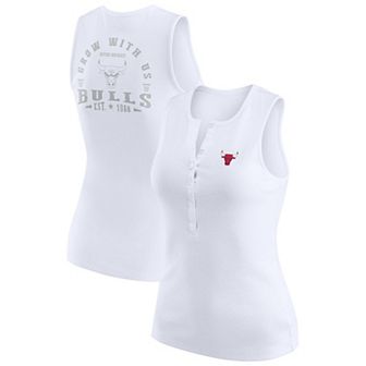 Women's WEAR by Erin Andrews White Chicago Bulls Rib-Knit Henley Tank Top