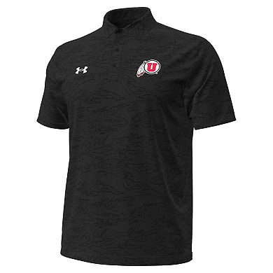 Men's Under Armour Black Utah Utes Drive Camo Jacquard Polo