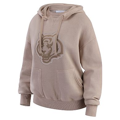Women's WEAR by Erin Andrews Tan Cincinnati Bengals Washed Pullover Crewdie