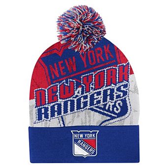 Youth Outerstuff Royal New York Rangers New Edge Cuffed Knit Hat with Pom