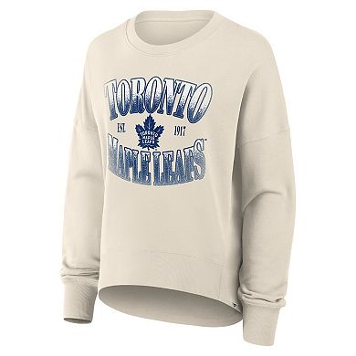 Women's Fanatics Cream Toronto Maple Leafs Oversized Slice Pullover Sweatshirt