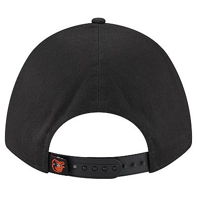 Women's New Era Black Baltimore Orioles Metallic A-Frame 9FORTY Adjustable Hat