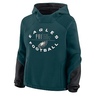 Women's Fanatics Midnight Green Philadelphia Eagles Oversized Redzone Bubble Screen Pullover Hoodie