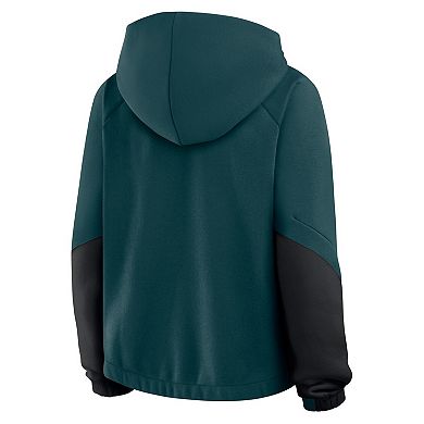 Women's Fanatics Midnight Green Philadelphia Eagles Oversized Redzone Bubble Screen Pullover Hoodie