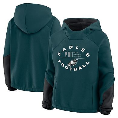 Women's Fanatics Midnight Green Philadelphia Eagles Oversized Redzone Bubble Screen Pullover Hoodie