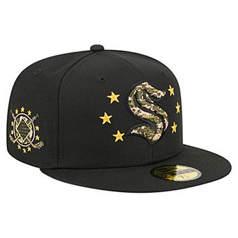 Men's New Era Black Seattle Kraken Military Appreciation Digital Camo Stars 59FIFTY Fitted Hat