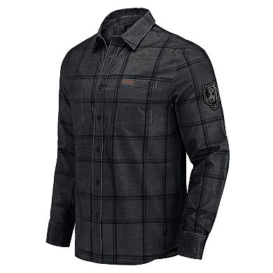 Men's Darius Rucker Collection by Fanatics Black Cincinnati Bengals Micro Corduroy Plaid Button Up Shirt