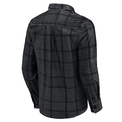 Men's Darius Rucker Collection by Fanatics Black Cincinnati Bengals Micro Corduroy Plaid Button Up Shirt