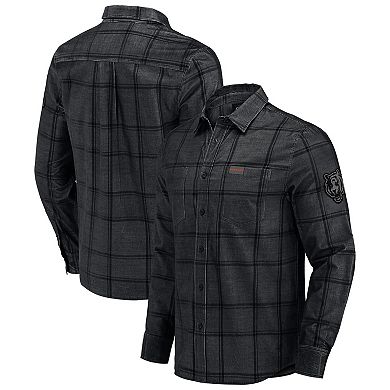 Men's Darius Rucker Collection by Fanatics Black Cincinnati Bengals Micro Corduroy Plaid Button Up Shirt