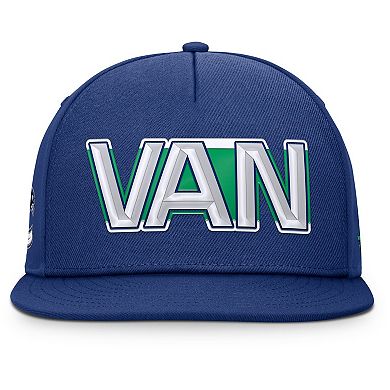 Men's Fanatics Blue Vancouver Canucks Authentic Pro Rink Team Code Snapback Hat